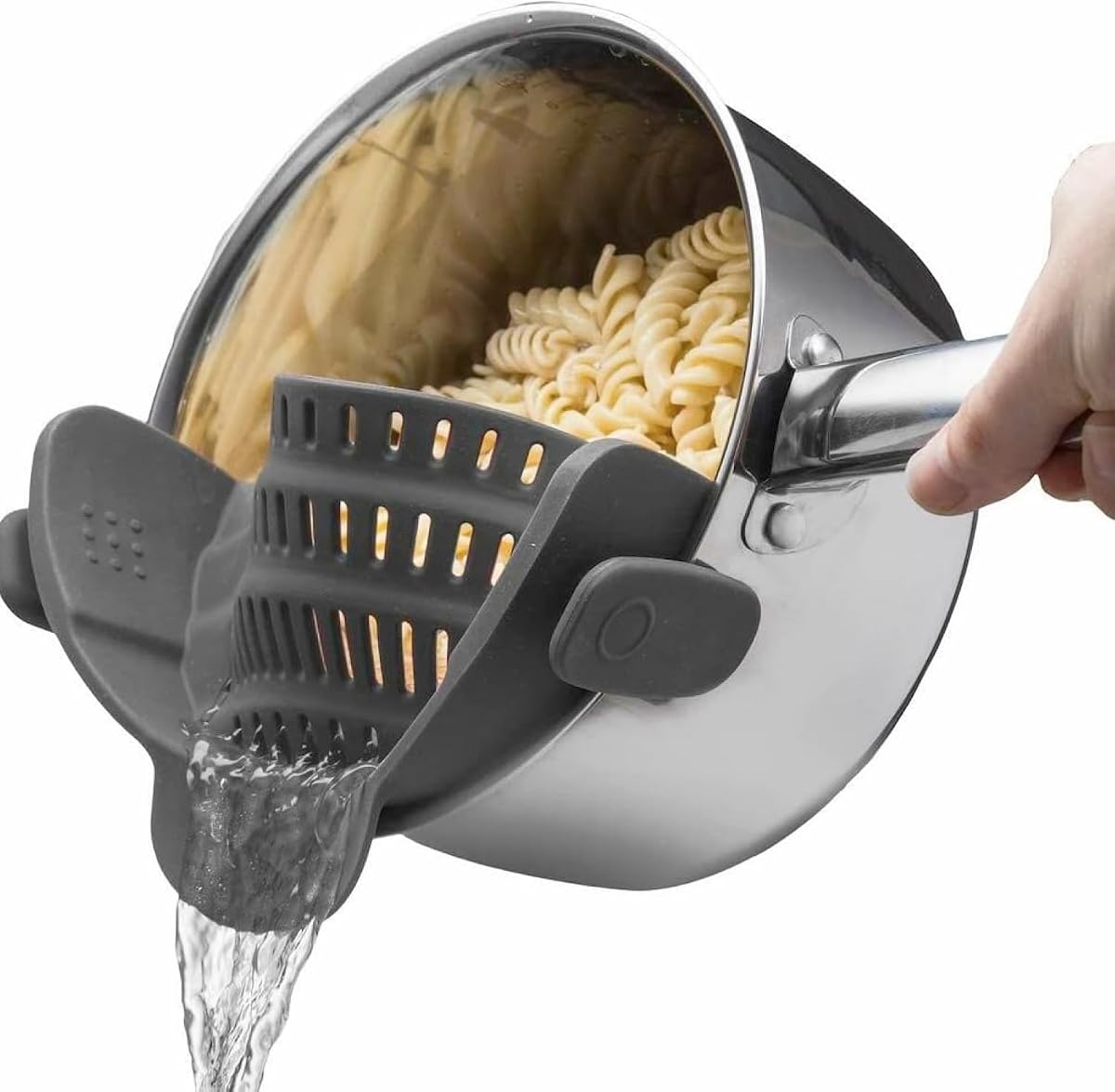 Clip-On Pot Strainer that makes draining pasta so much easier