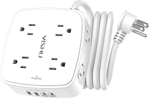 6 Ft Surge Protector Power Strip with USB Ports – 8 Outlets